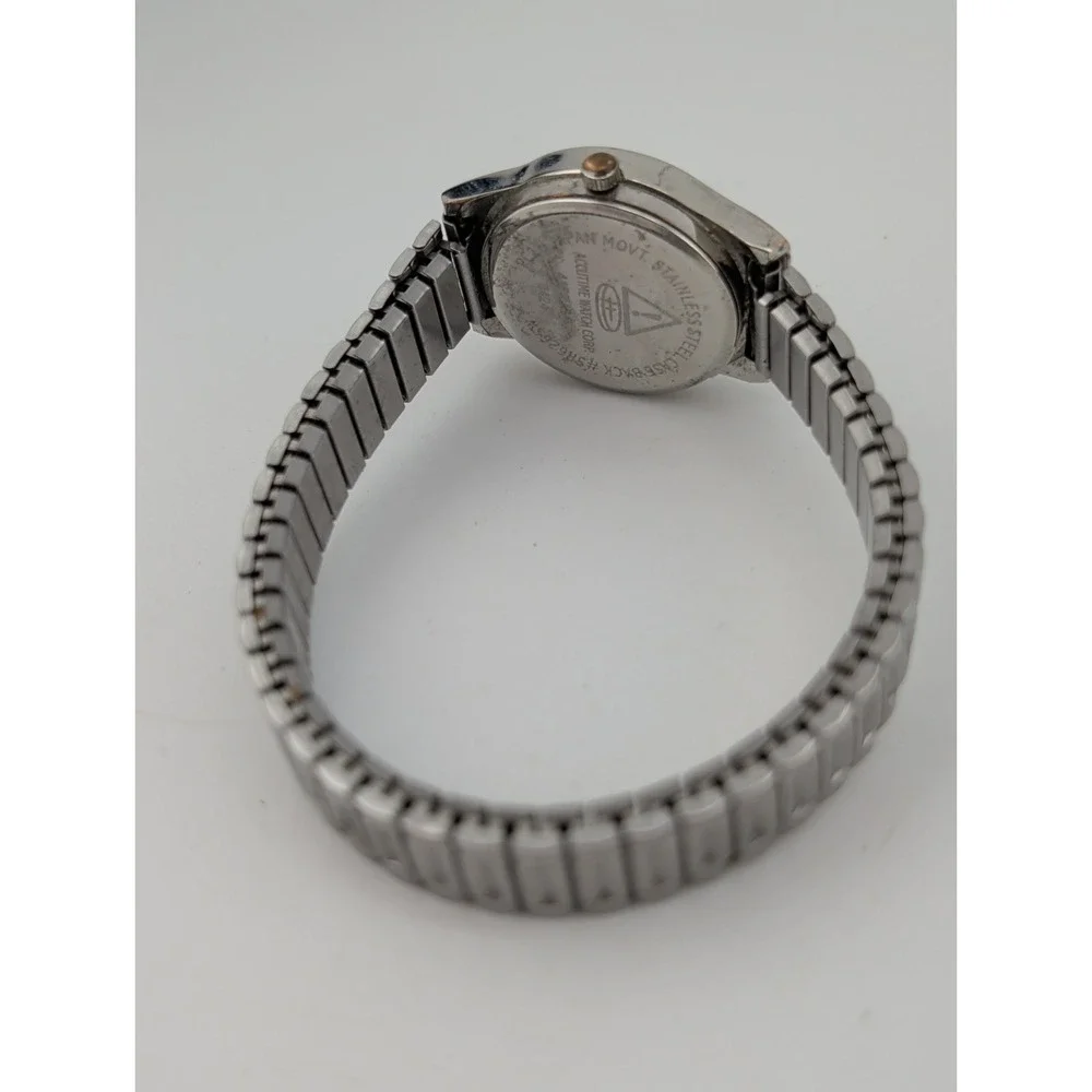 Accutime Women's Watch 28mm Case Silver Stretch Band- New Battery
